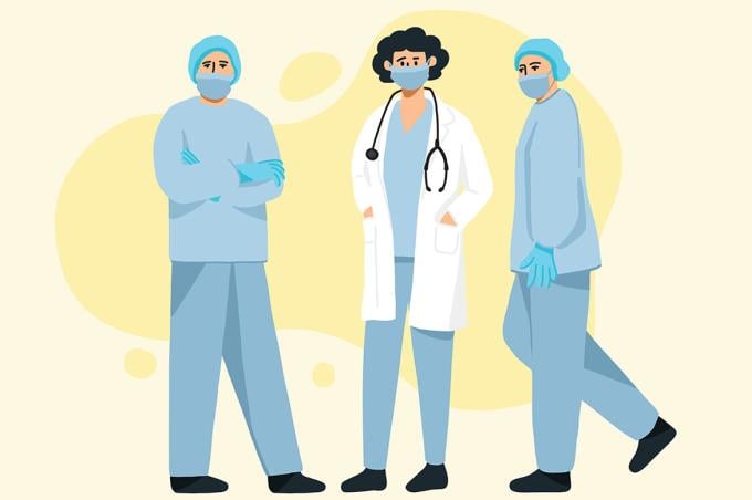 Illustration of three physicians